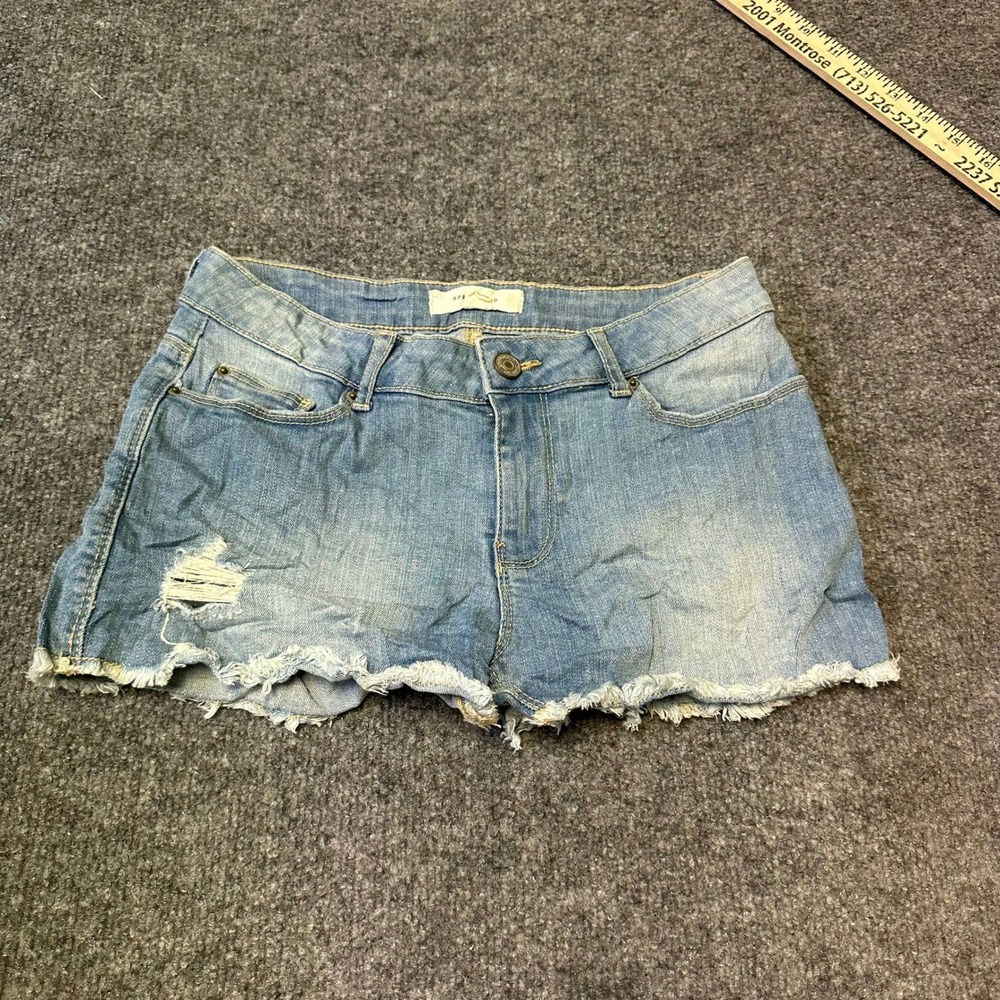Springfield Jeans Shorts Womens Size 24 Light Wash Distressed Frayed Hem Casual